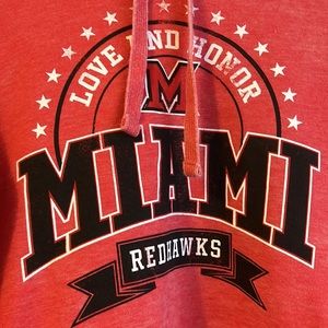 Miami University Redhawks Women’s Hoodie, Red Love and Honor Size Medium